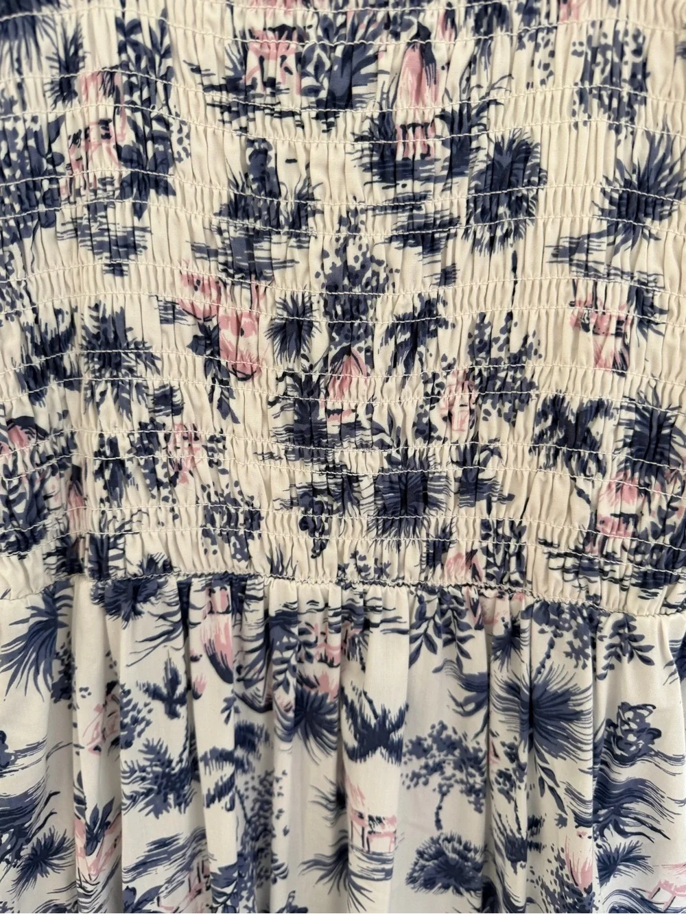 Abercrombie & Fitch White Maxi Dress with Navy and Light Pink Floral Print